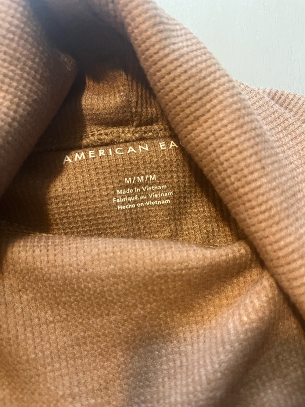 American Eagle Brown Waffle Knit Cowl Neck Oversized Sweater - M - Picture 2 of 6
